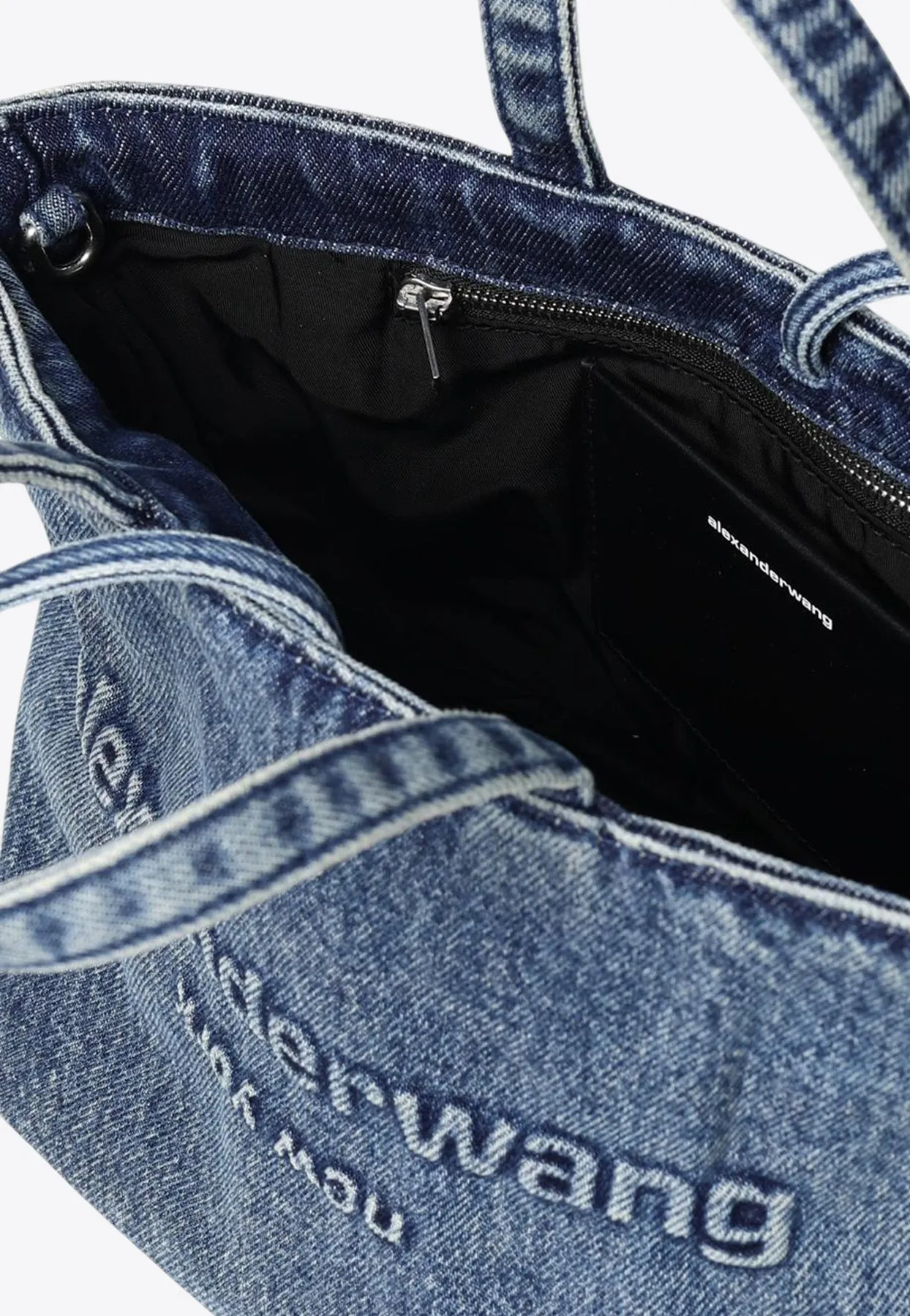 Small Logo-Embossed Denim Tote Bag