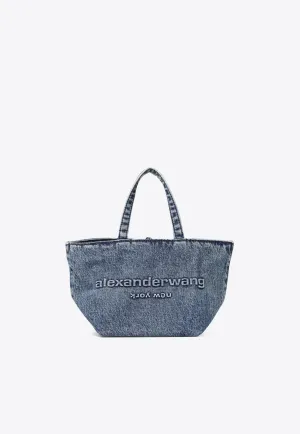 Small Logo-Embossed Denim Tote Bag