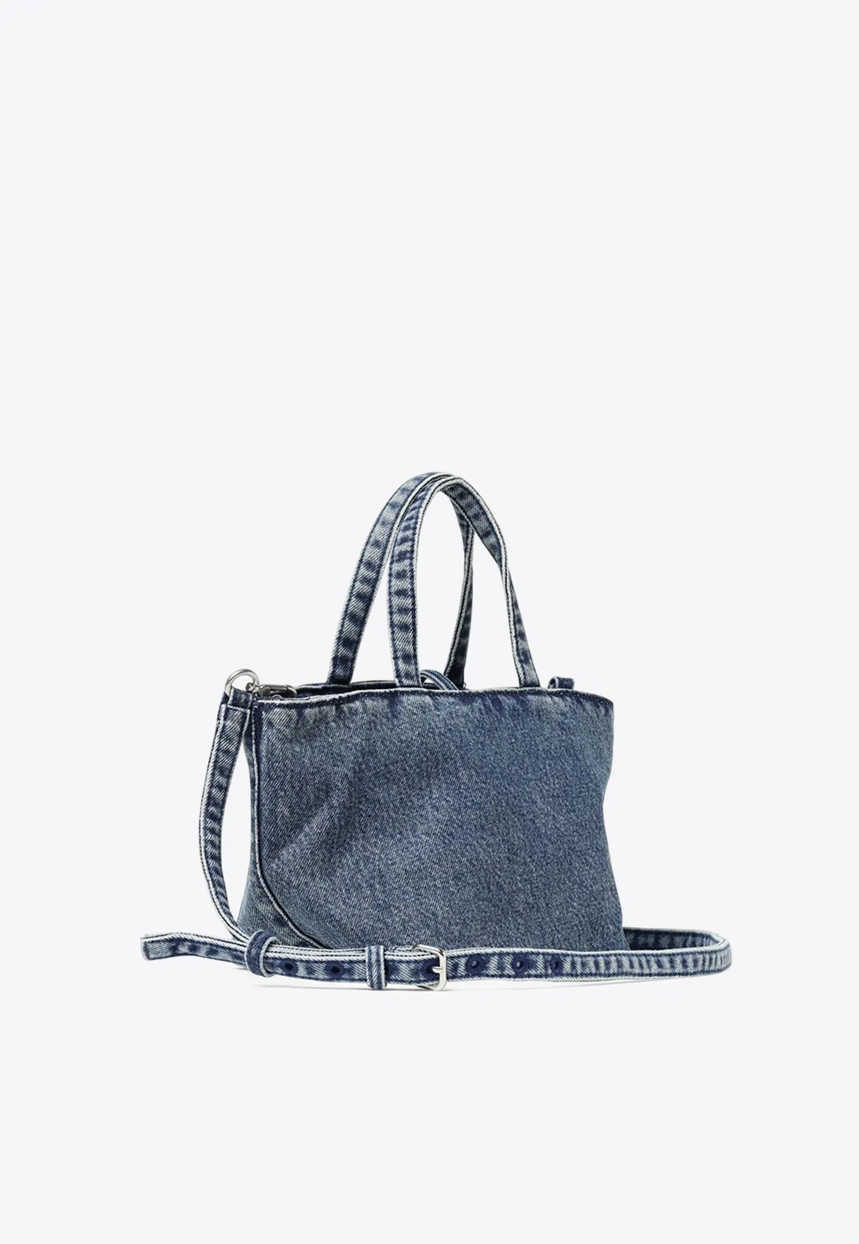 Small Logo-Embossed Denim Tote Bag