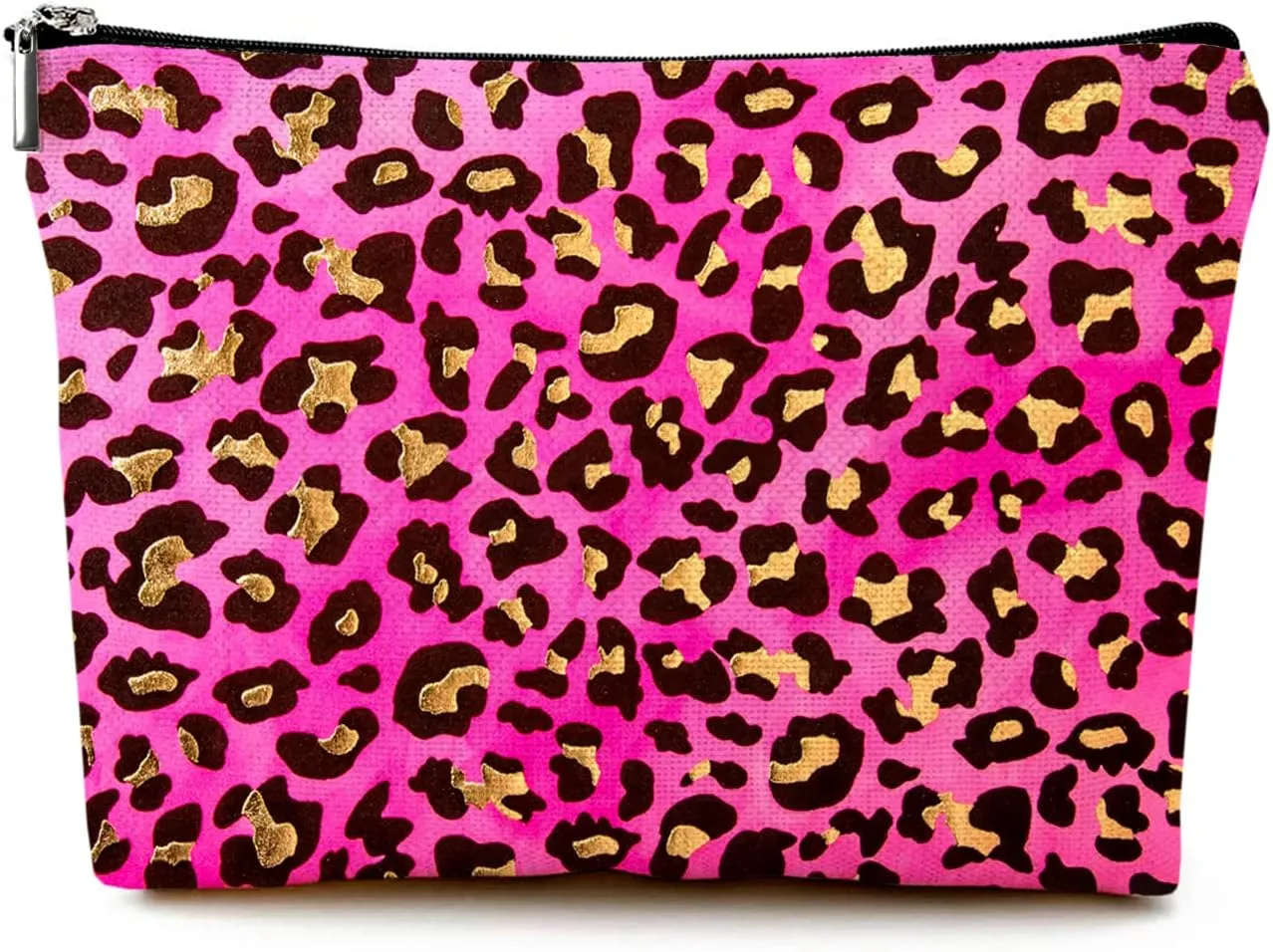 Small Makeup Bag for Purse Cute Canvas Waterproof Cosmetic Bags for Women Zipper Travel Toiletry Pouch-Leopard Makeup Bags