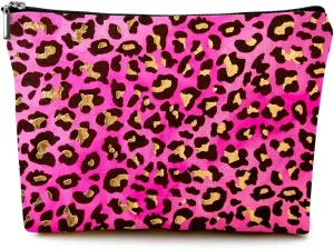 Small Makeup Bag for Purse Cute Canvas Waterproof Cosmetic Bags for Women Zipper Travel Toiletry Pouch-Leopard Makeup Bags