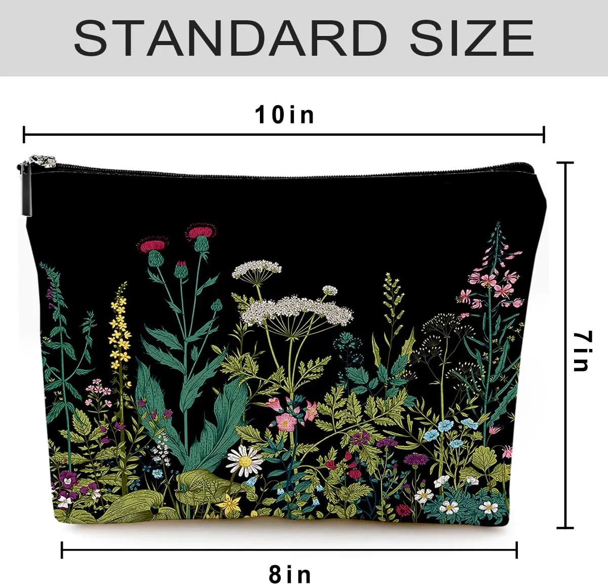 Small Makeup Bag for Purse Cute Canvas Waterproof Cosmetic Bags for Women Zipper Travel Toiletry Pouch-Wildflowers Makeup Bags
