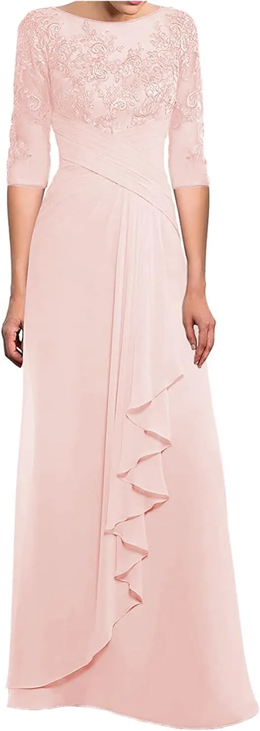 SOLODISH Women's Lace Chiffon Mother of The Bride Dresses for Wedding Long Formal Evening Party Gown