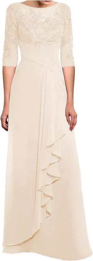SOLODISH Women's Lace Chiffon Mother of The Bride Dresses for Wedding Long Formal Evening Party Gown
