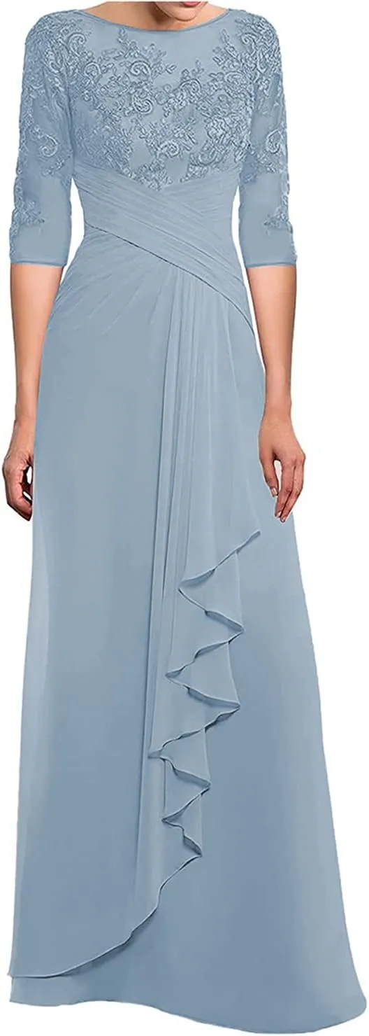 SOLODISH Women's Lace Chiffon Mother of The Bride Dresses for Wedding Long Formal Evening Party Gown