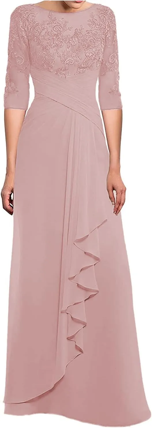 SOLODISH Women's Lace Chiffon Mother of The Bride Dresses for Wedding Long Formal Evening Party Gown