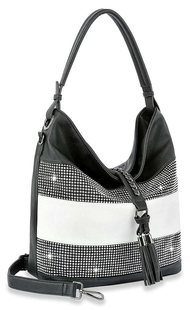 Sparkling Striped Hobo Handbag