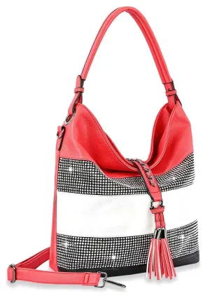 Sparkling Striped Hobo Handbag