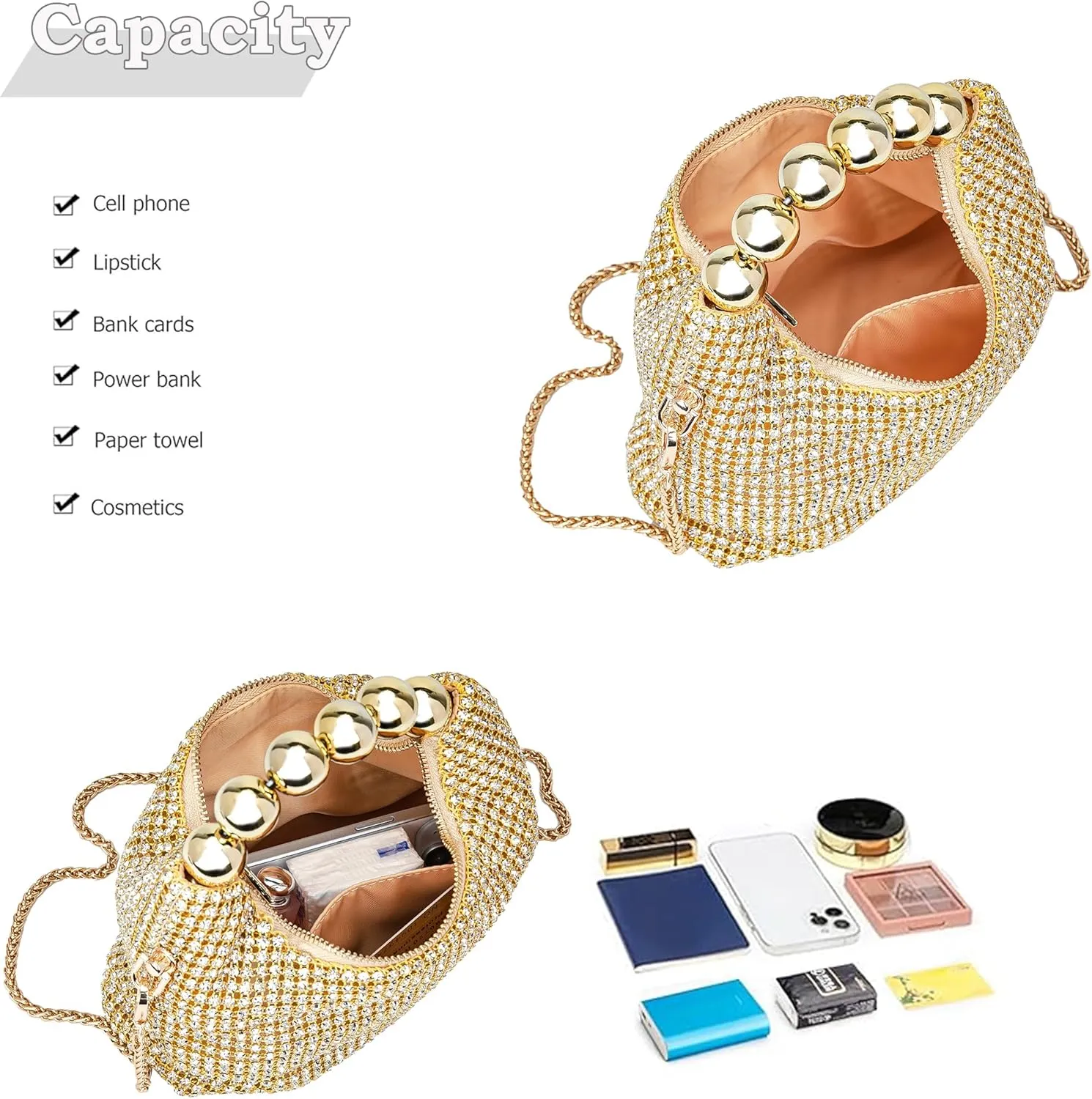 Sparkling Women's Evening Handbags Rhinestone Purse Crossbody Bag Wedding Prom Party Club Purses