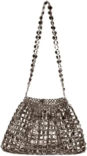 Sparkly Beaded Purse for Women Glitter Woven Shoulder Beach Tote Bag Summer Boho Chic Cool Girl Aesthetic