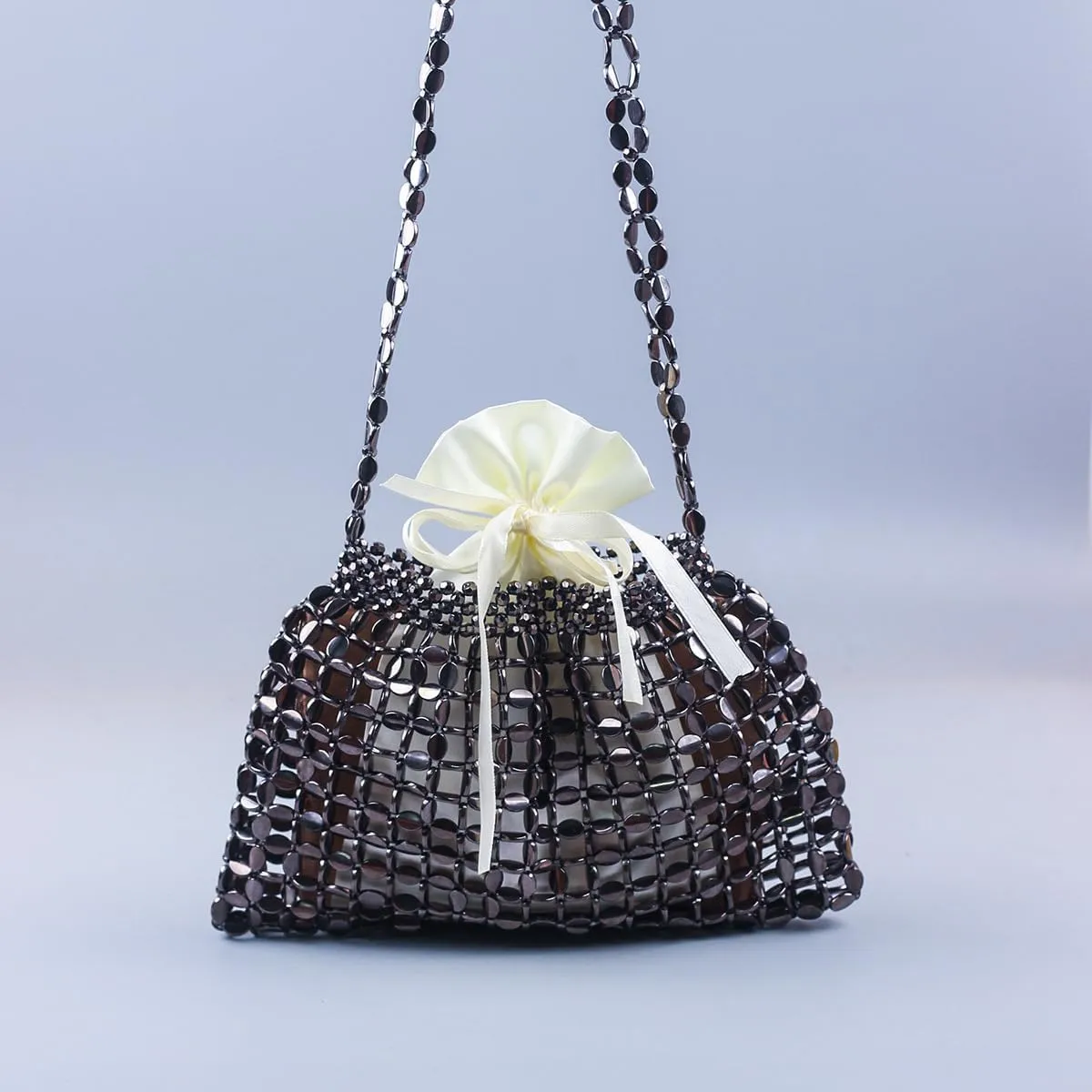 Sparkly Beaded Purse for Women Glitter Woven Shoulder Beach Tote Bag Summer Boho Chic Cool Girl Aesthetic