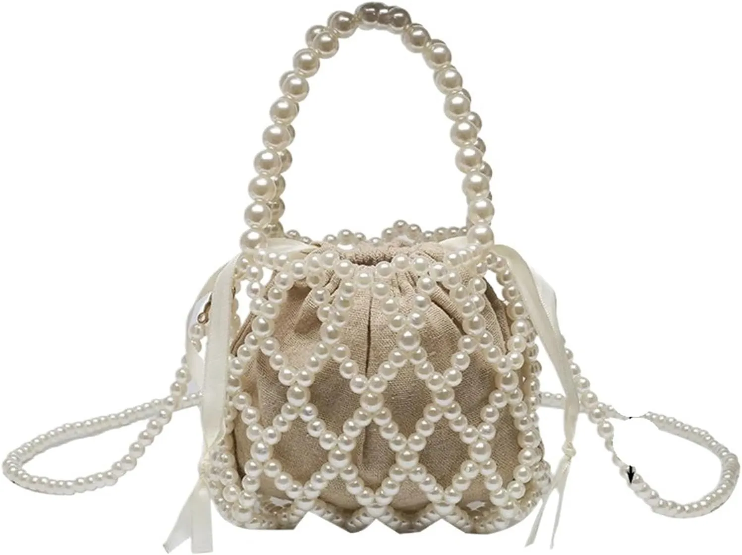Sparkly Purse Lady Basket Handbag Summer Women's Shoulder Crossbody Bag Bohemia Travel Beach Bag Luxury Design Pearl