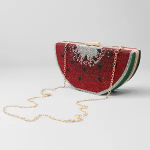 Sparkly Rhinestone Purse Watermelon Crossbody Bag
