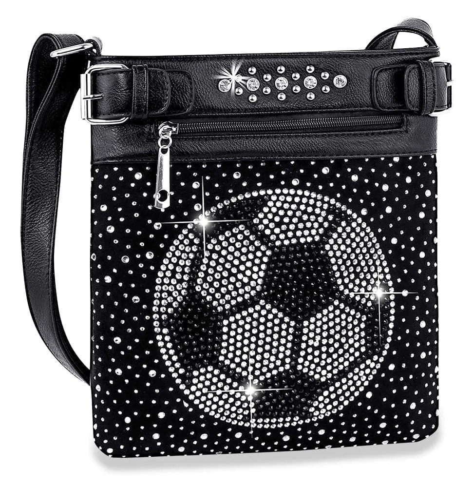 Sparkly Soccer Ball Bling Crossbody Sling