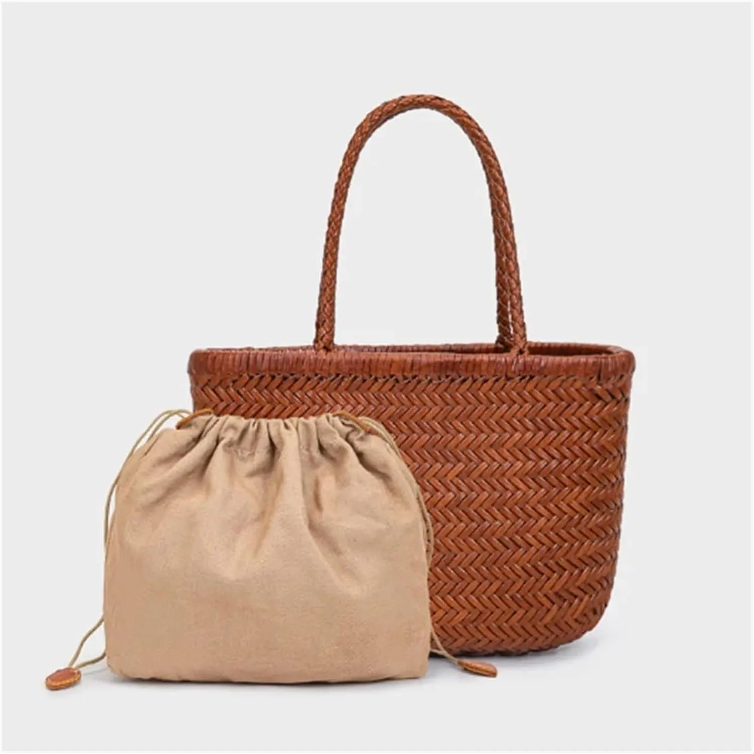 Spring Braid Bag French Basket Bag Vintage Boho Gypsy Aztec Ibiza Leather Messenger Bag Female Ins(3,Shoulder Strap)
