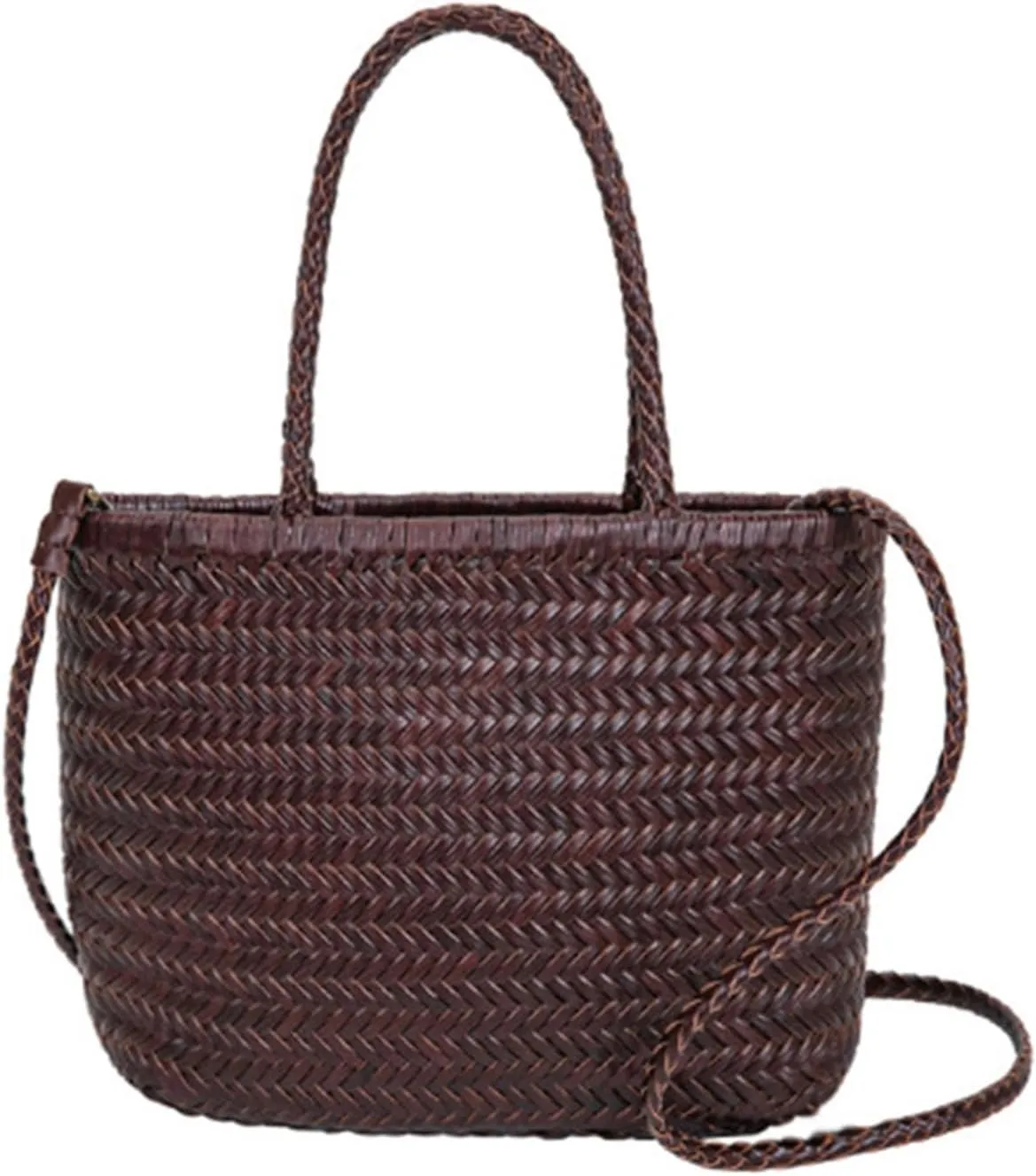Spring Braid Bag French Basket Bag Vintage Boho Gypsy Aztec Ibiza Leather Messenger Bag Female Ins(3,Shoulder Strap)