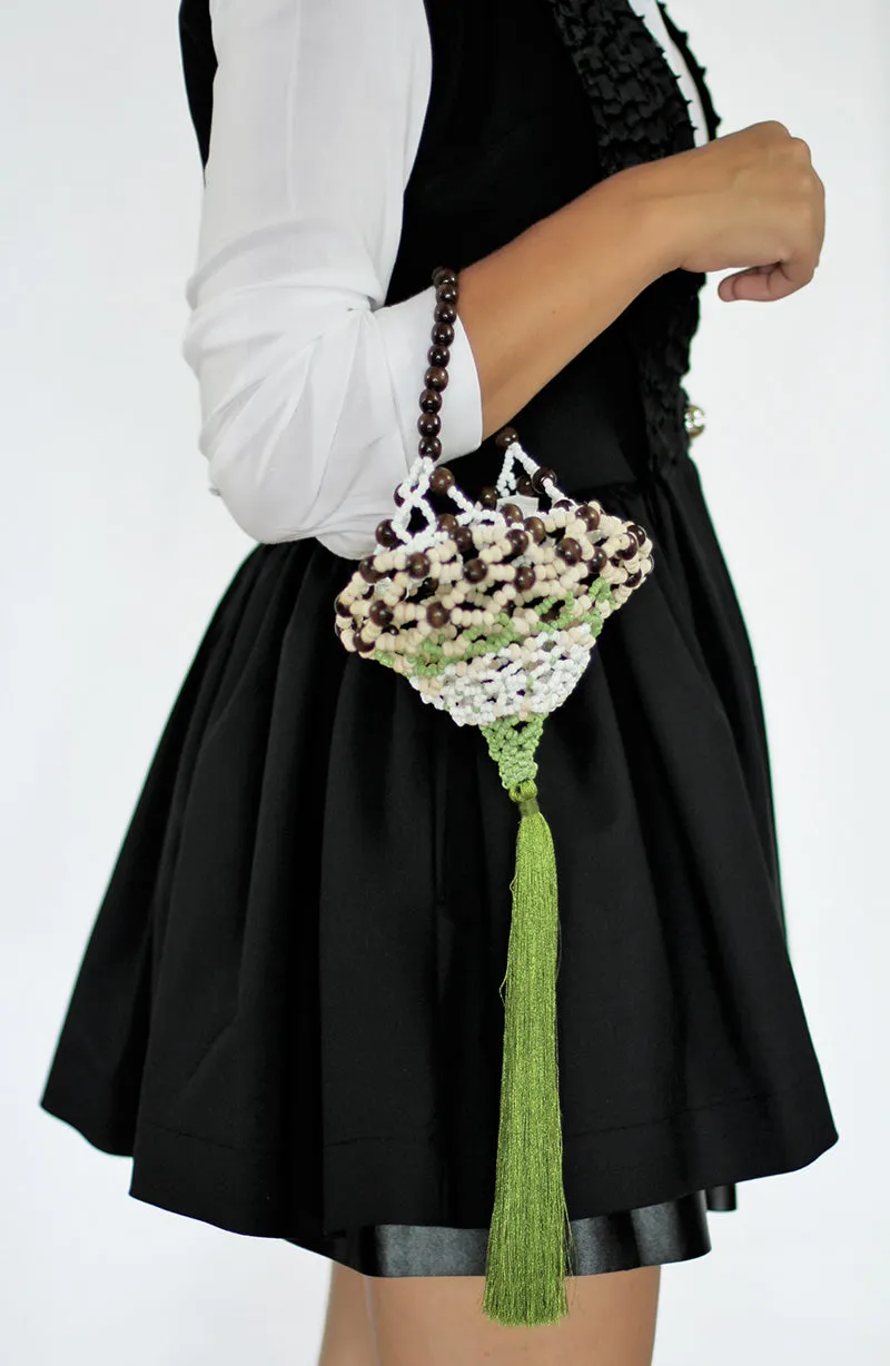 ėSSä Tasseled Beaded Clutch