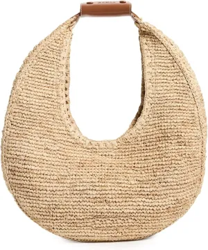STAUD Women's Large Raffia Moon Tote Bag
