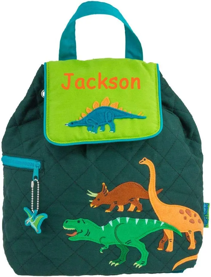 Stephen Joseph Kids Day Bag - Personalized Shoulder Bag - Dinosaur Quilted Tote - Back to School Travel Organizing Bag with Custom Name