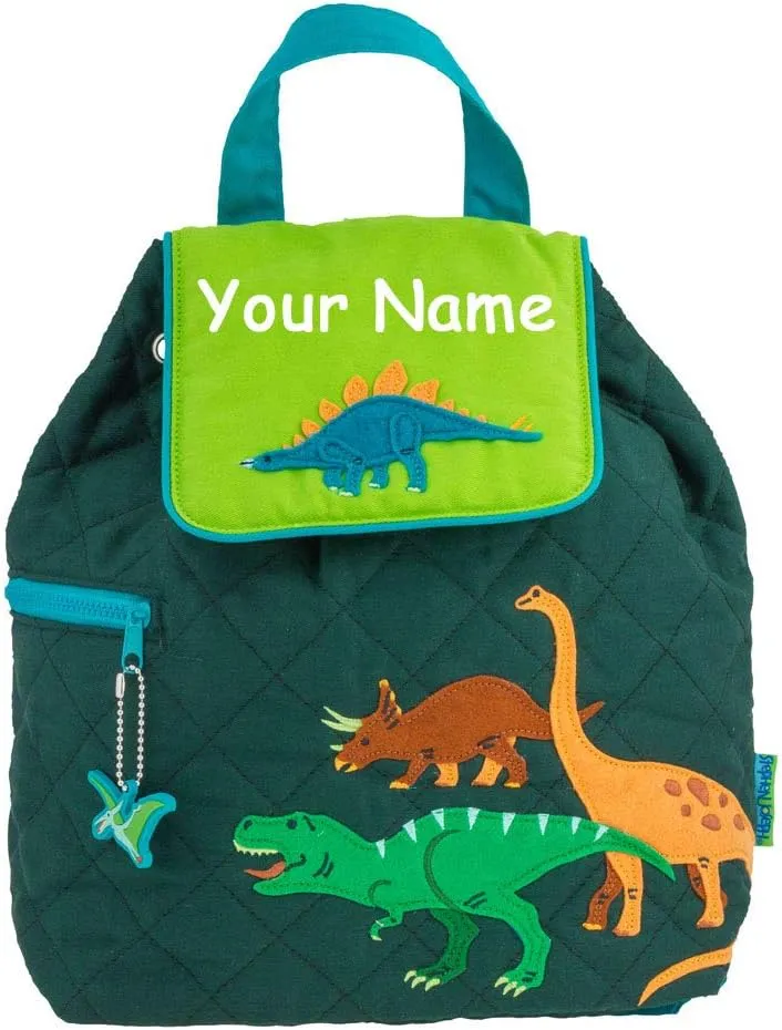 Stephen Joseph Kids Day Bag - Personalized Shoulder Bag - Dinosaur Quilted Tote - Back to School Travel Organizing Bag with Custom Name