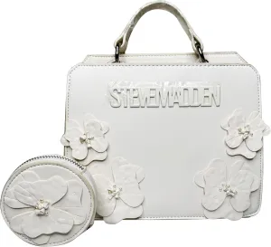 Steve Madden BEVELINN Satchel with Floral Applique, Vanilla