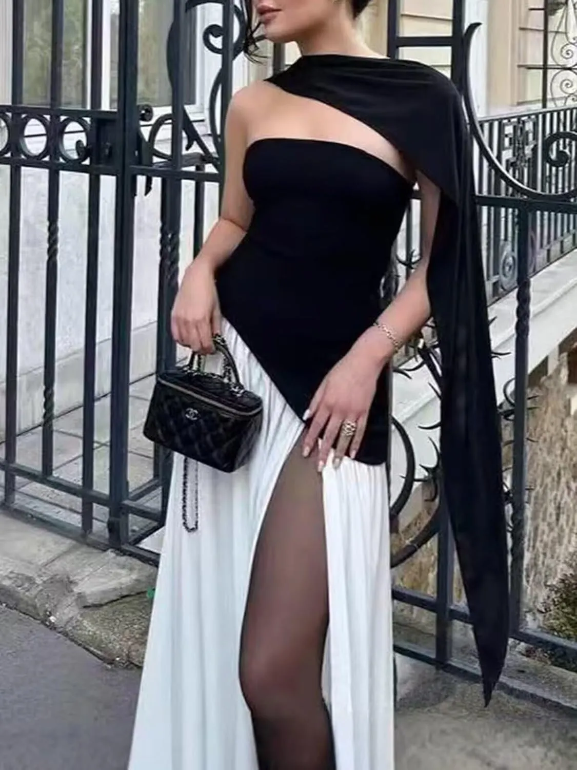 Strapless Chiffon Bridesmaid Dresses with Slit for Wedding 2025 A Line Pleated Formal Evening Gowns with Scarf