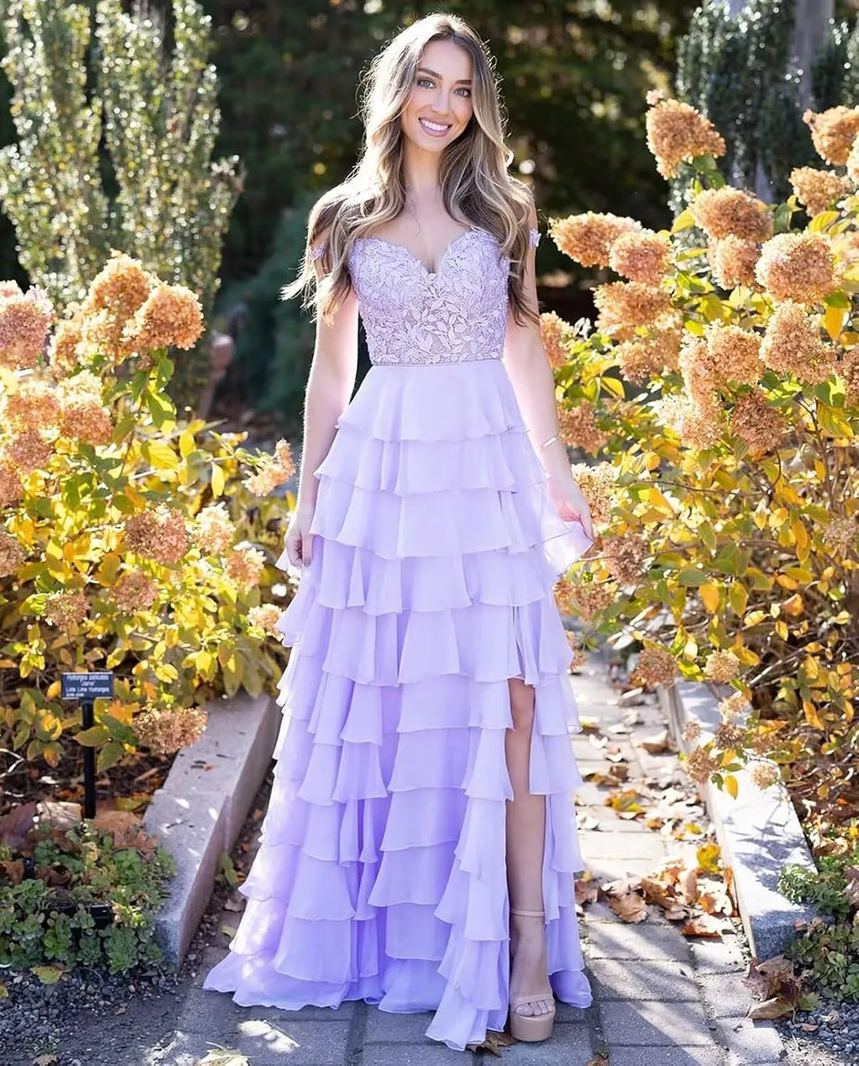 Strapless Corset Prom Dresses for Women Long Tiered Ruffle Formal Evening Gowns with Slit