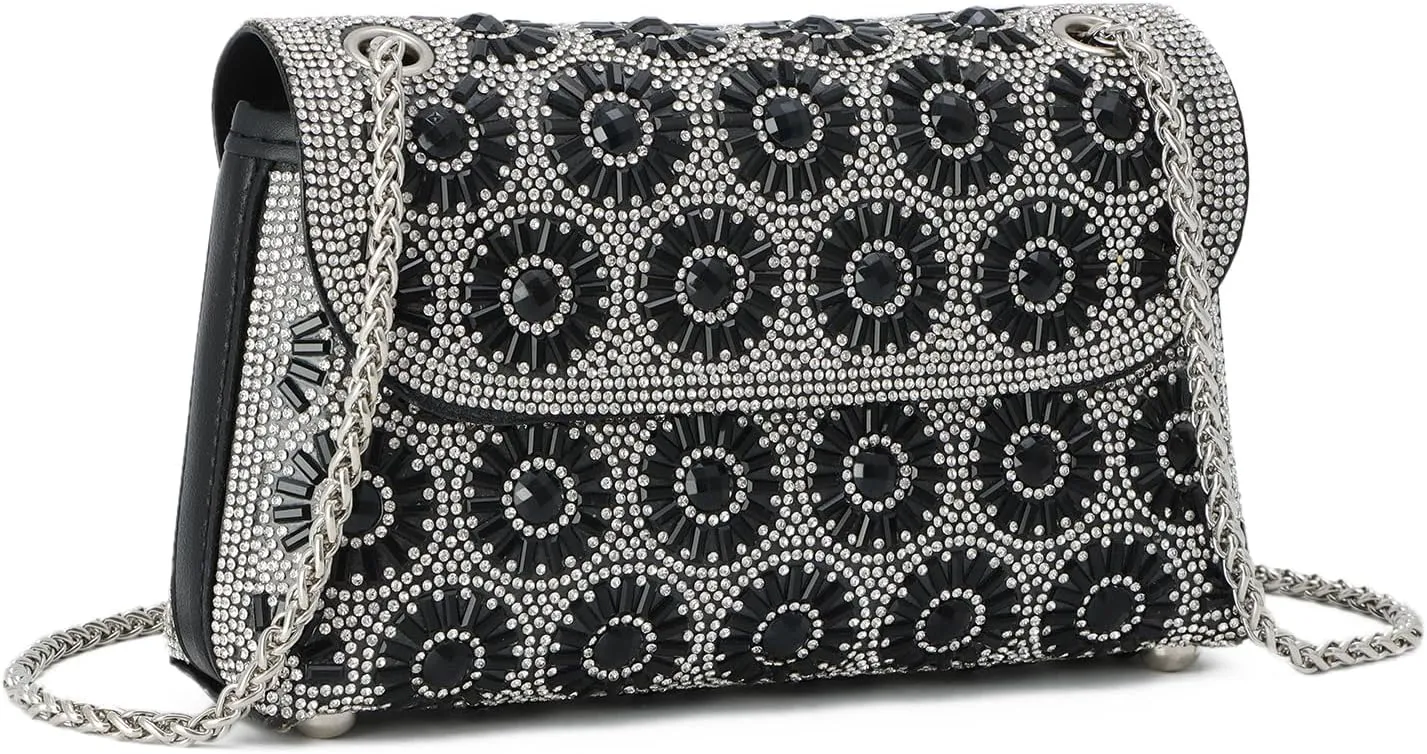 SUKUTU Women Glitter Rhinestone Evening Bag Sparkly Bridal Wedding Party Clutch Purse Clasp Handbag