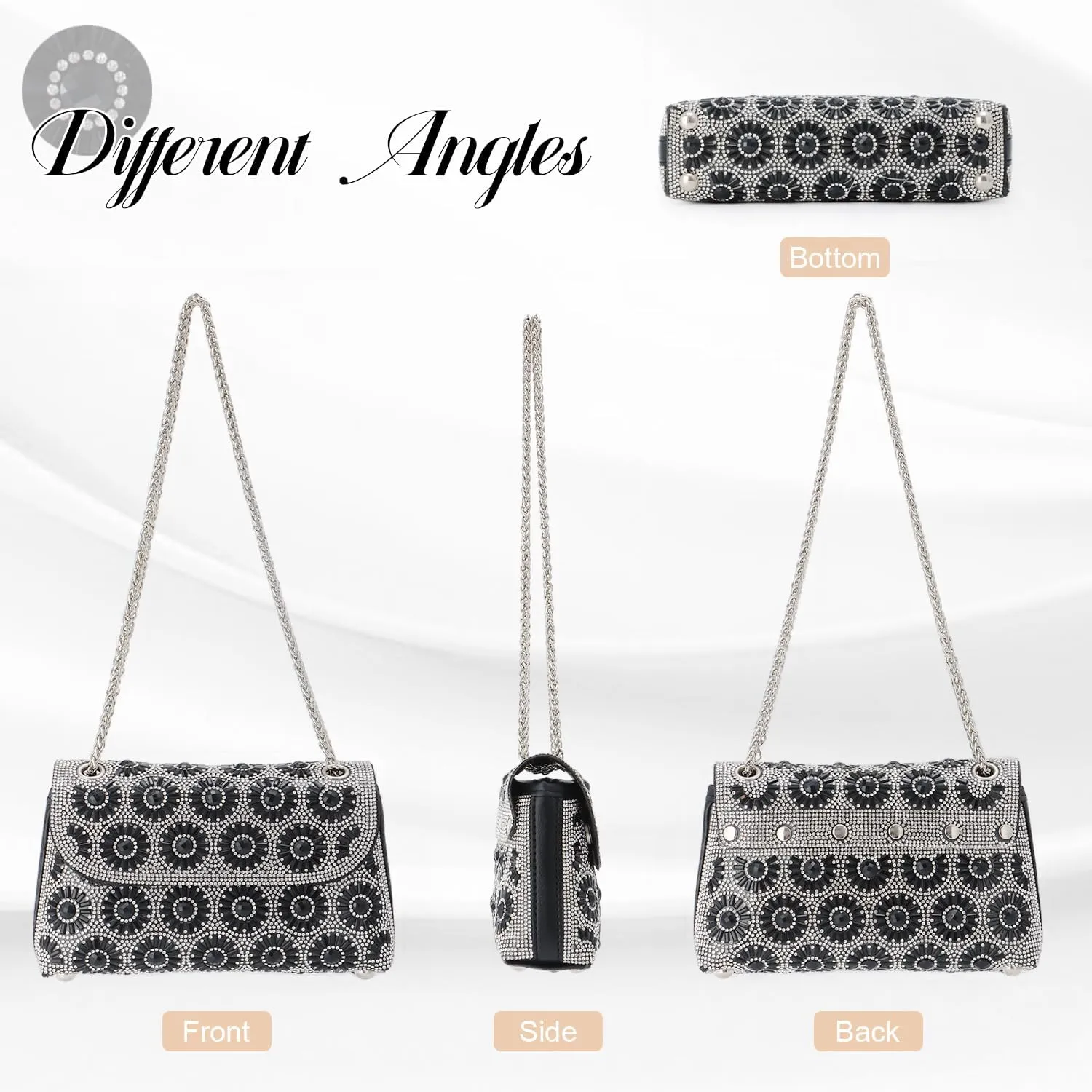 SUKUTU Women Glitter Rhinestone Evening Bag Sparkly Bridal Wedding Party Clutch Purse Clasp Handbag