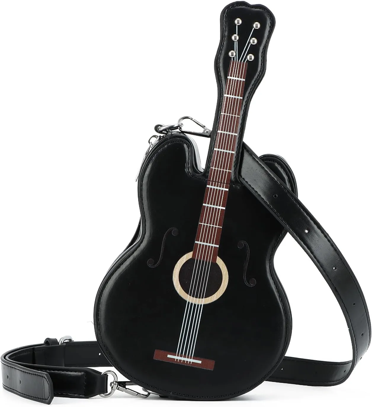 SUKUTU Women Guitar Shaped Shoulder Bag Creative Music Sparkly Leather Novelty Crossbody Bags Handbag
