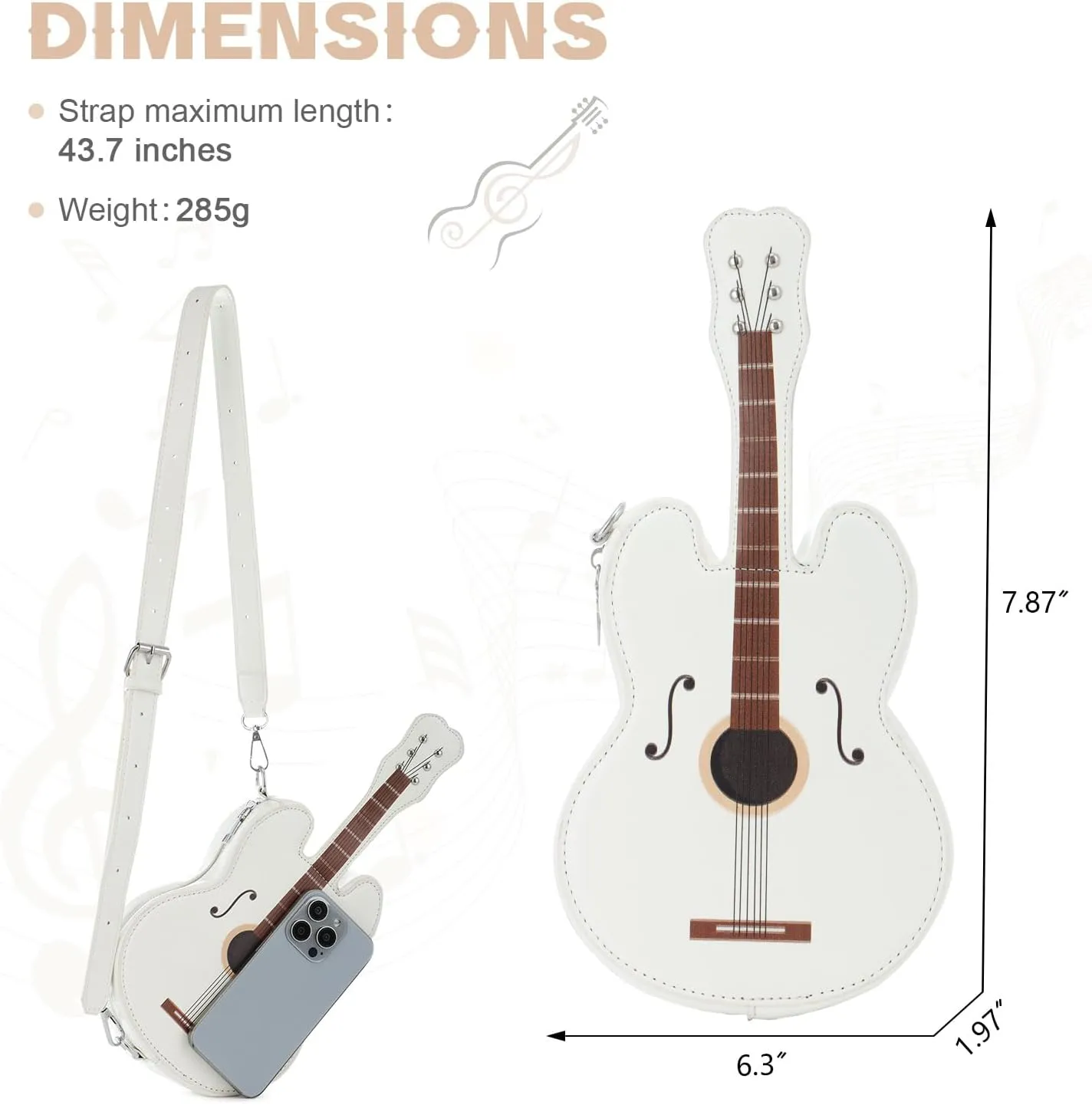 SUKUTU Women Guitar Shaped Shoulder Bag Creative Music Sparkly Leather Novelty Crossbody Bags Handbag