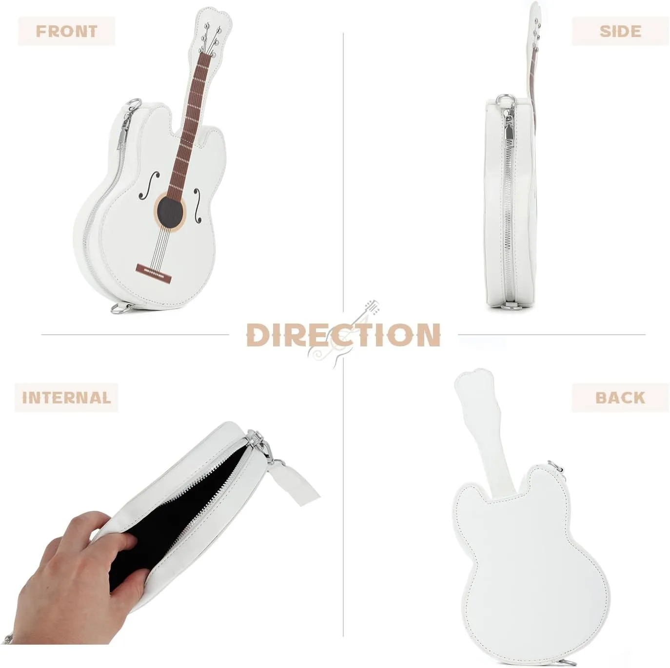 SUKUTU Women Guitar Shaped Shoulder Bag Creative Music Sparkly Leather Novelty Crossbody Bags Handbag