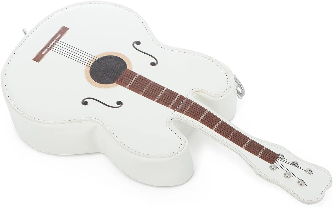 SUKUTU Women Guitar Shaped Shoulder Bag Creative Music Sparkly Leather Novelty Crossbody Bags Handbag