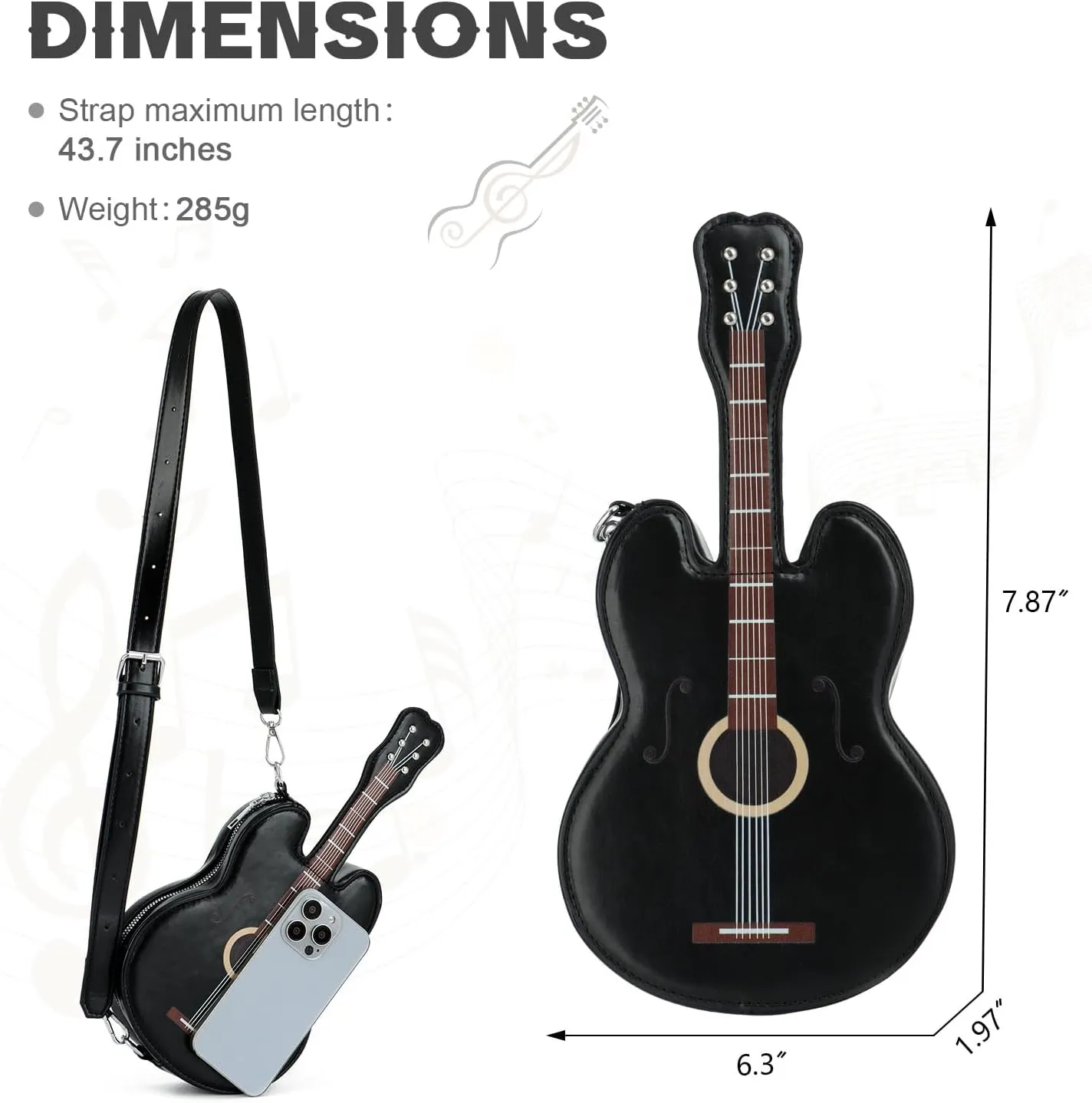 SUKUTU Women Guitar Shaped Shoulder Bag Creative Music Sparkly Leather Novelty Crossbody Bags Handbag