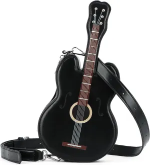 SUKUTU Women Guitar Shaped Shoulder Bag Creative Music Sparkly Leather Novelty Crossbody Bags Handbag