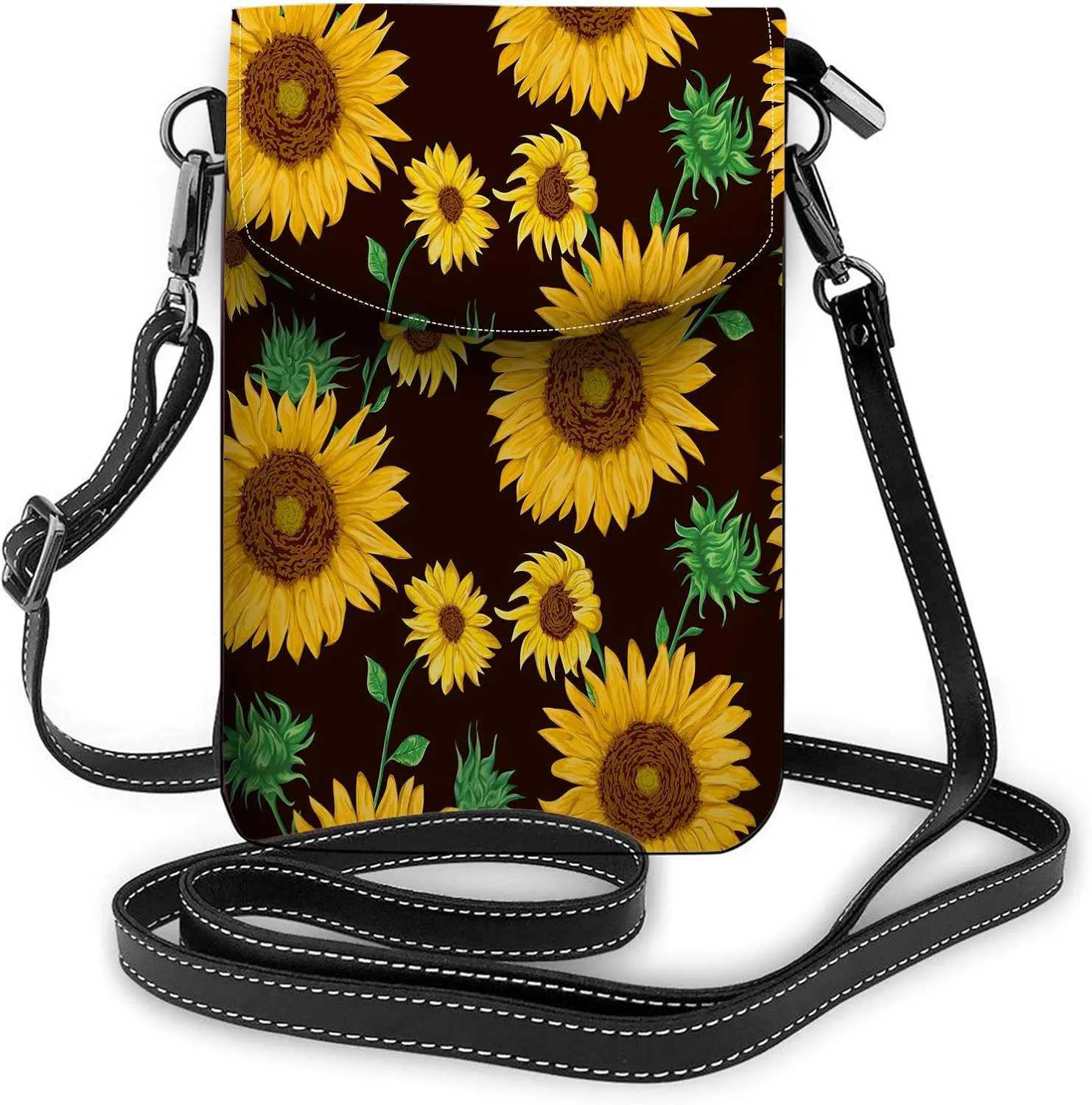 Sunflowers Crossbody Cell Phone Purse Floral Flower Vintage Leaf Art Botanical Summer VintageWallet Handbag