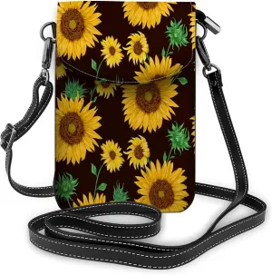 Sunflowers Crossbody Cell Phone Purse Floral Flower Vintage Leaf Art Botanical Summer VintageWallet Handbag