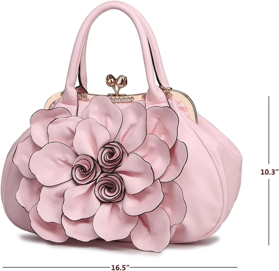 SUNROLAN Women's Handbags 3D Flower Seris Evening Bags PU Leather Rhinestone Crossbody Bag with Detachable Strap