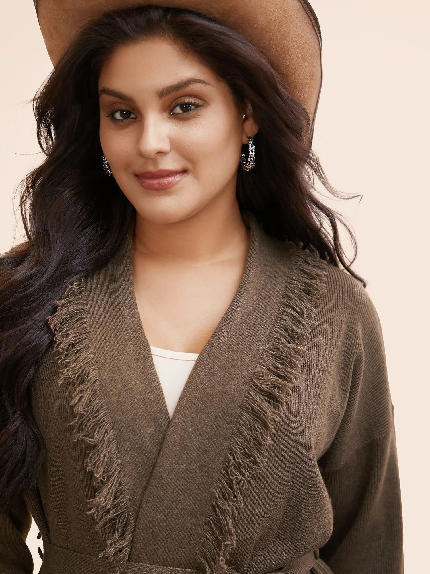 Supersoft Essentials Tasseled Neckline Long Cardigan