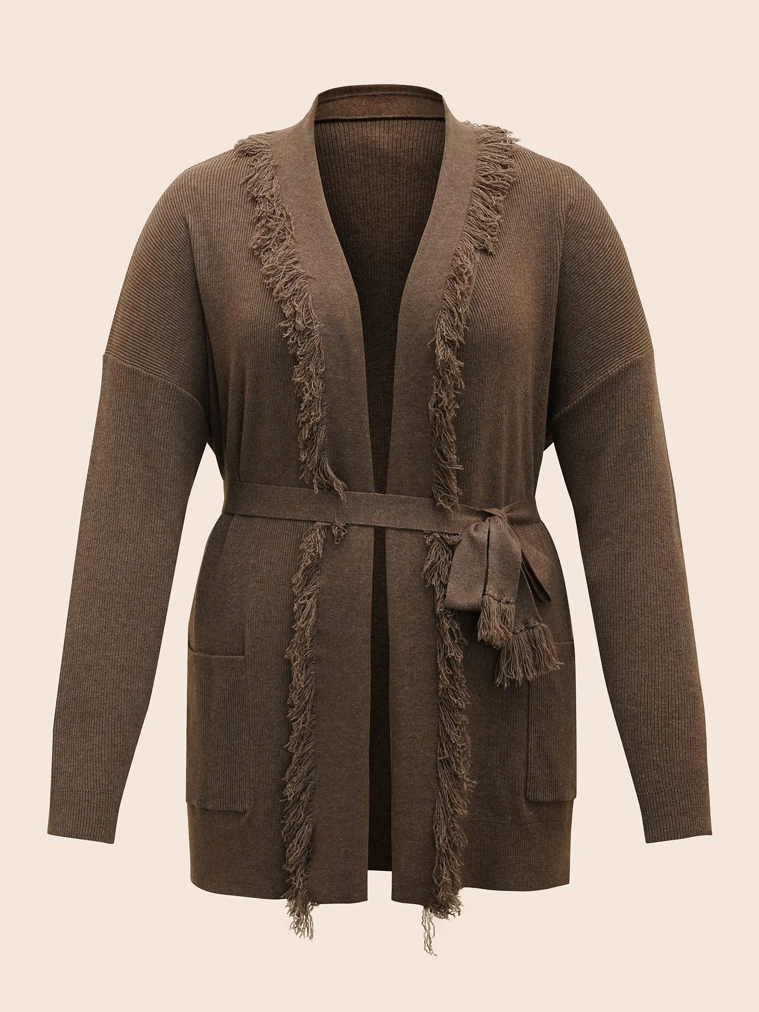 Supersoft Essentials Tasseled Neckline Long Cardigan
