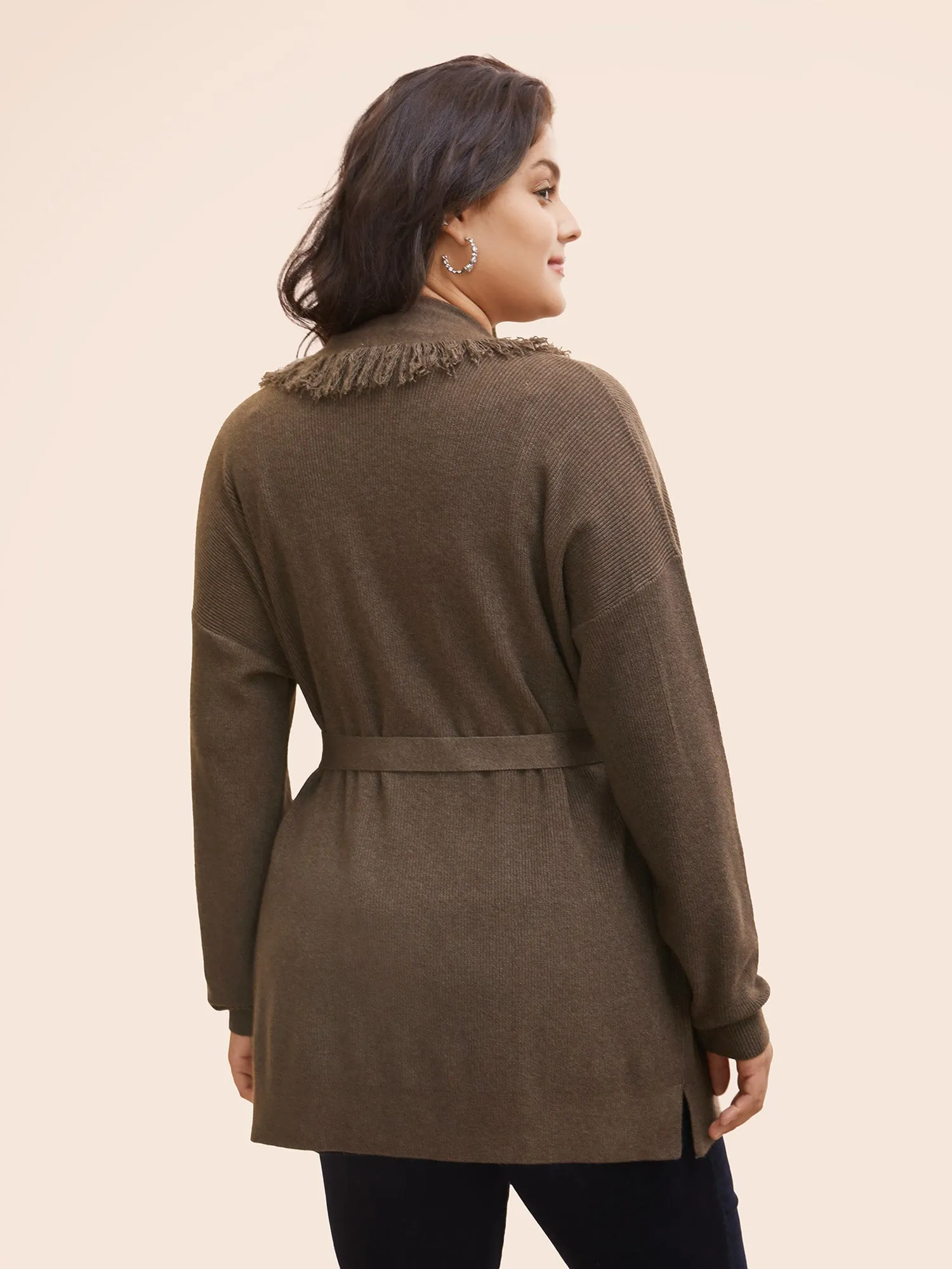 Supersoft Essentials Tasseled Neckline Long Cardigan