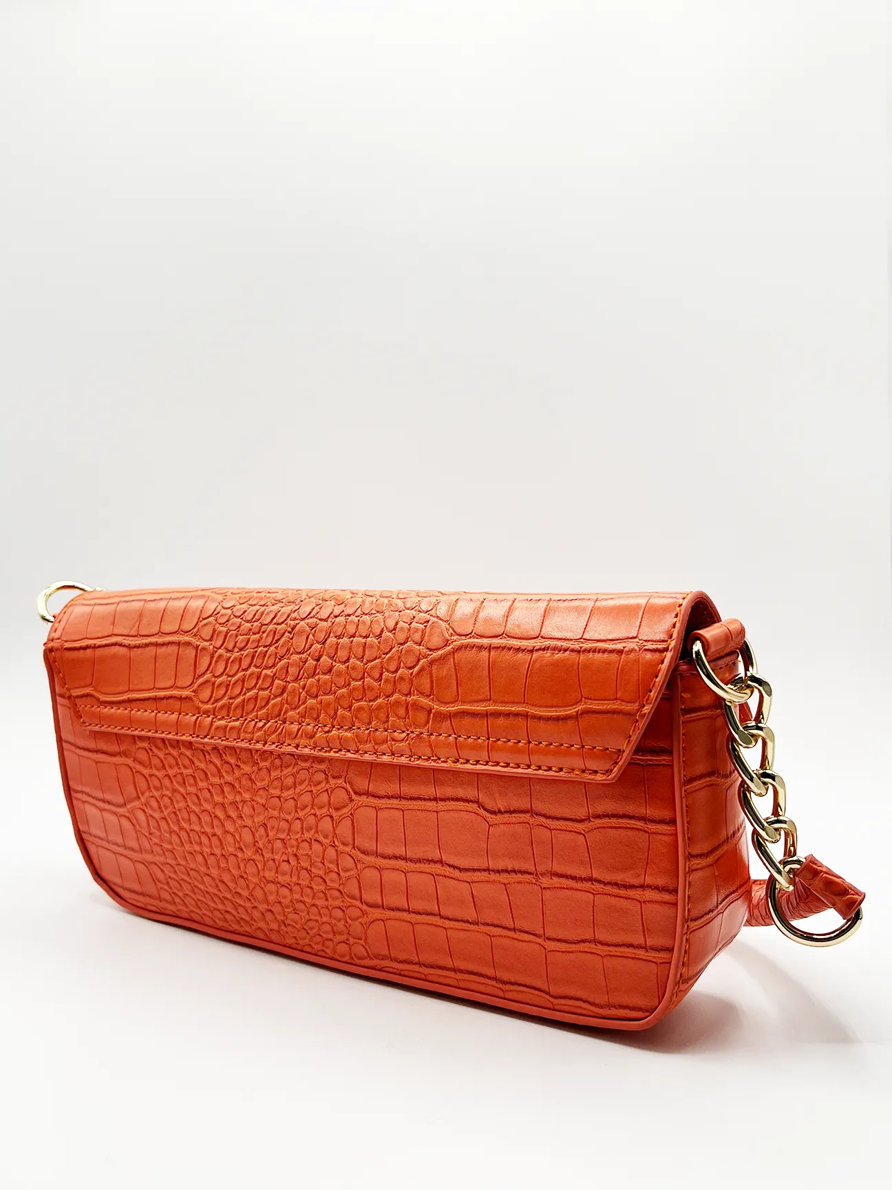 SVNX Croc PU Mini Pillow Bag with Flap in setting sun