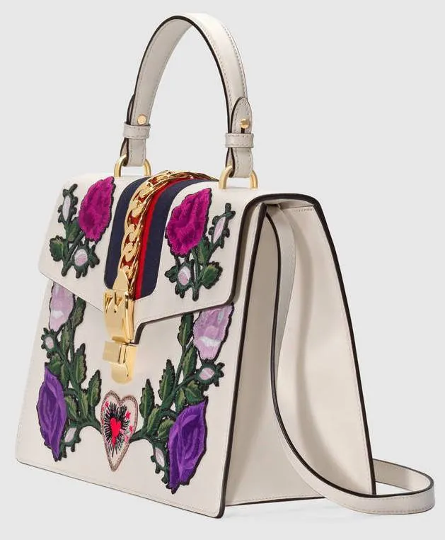 Sylvie Embroidered Medium Top Handle Bag