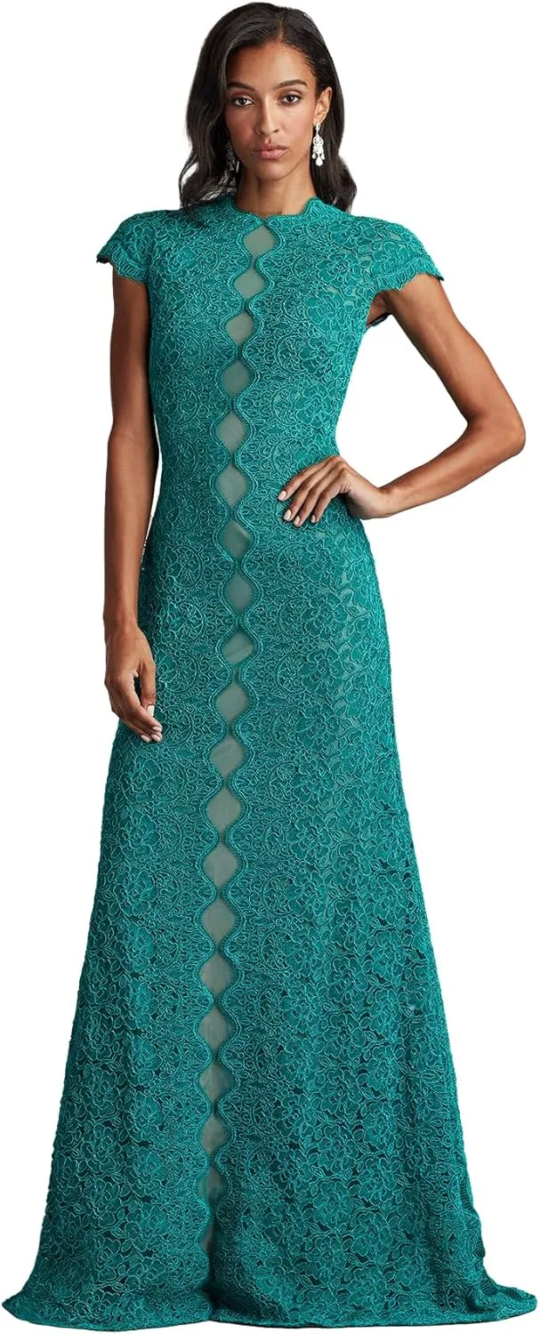 Tadashi Shoji Etters Scalloped Illusion Gown