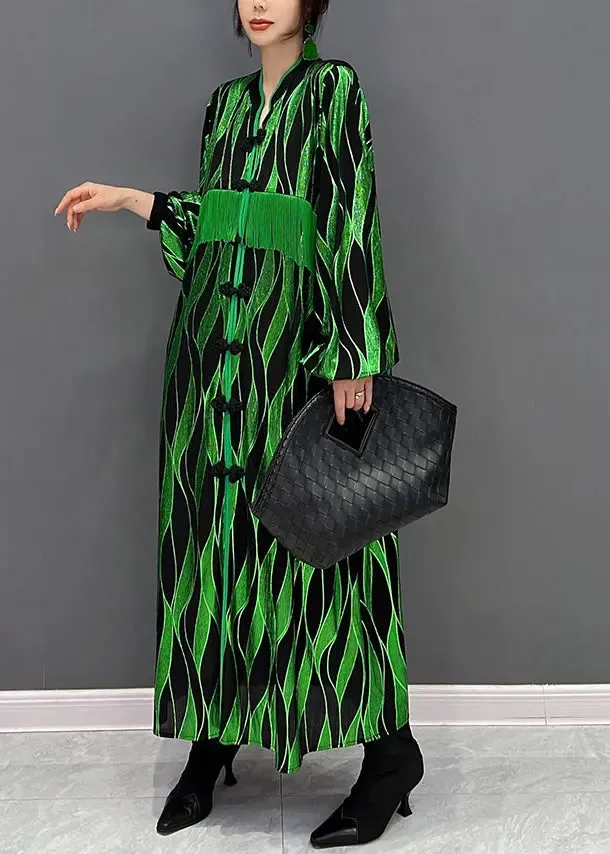 Tasseled Button Patchwork Dress Fall