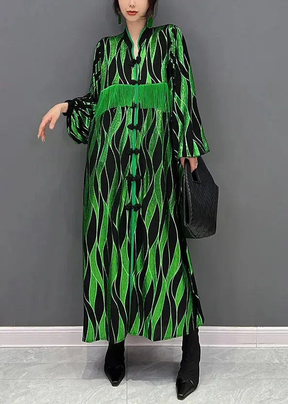 Tasseled Button Patchwork Dress Fall
