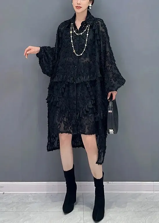 Tasseled Low High Design Tulle Dress Fall