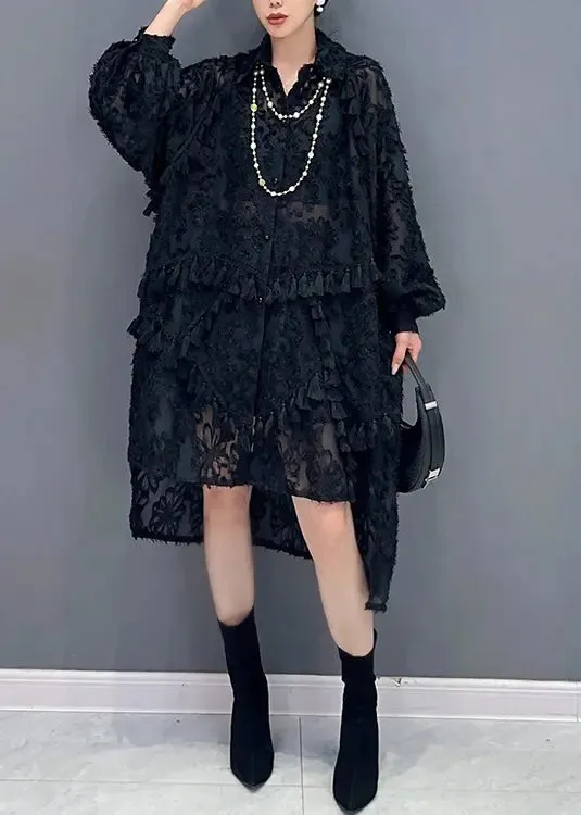 Tasseled Low High Design Tulle Dress Fall