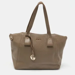 Taupe Leather Zip Tote