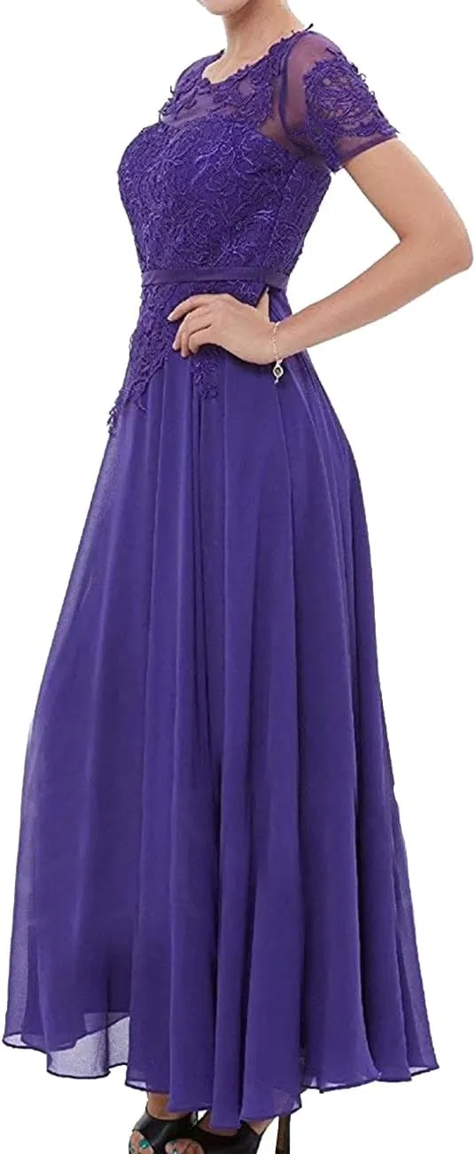 Tea Length Mother of The Bride Dresses for Wedding Lace Evening Formal Dress Half Sleeve Wedding Guest Groom Dress